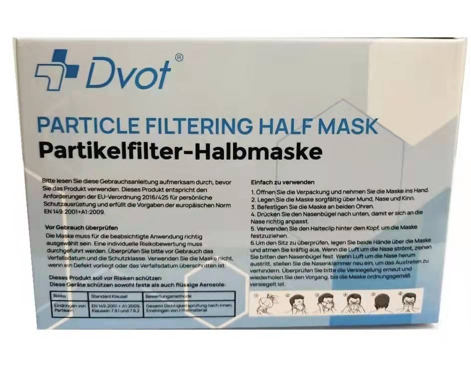   Dvot® FFP2 Maske CE 0598 100 Stück ( einzeln verpackt, 5x20er Einzelverpackung) 