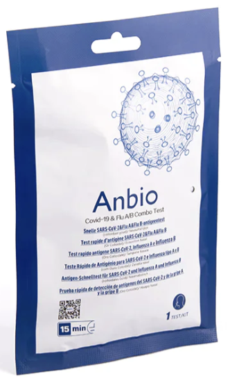 Anbio® COVID-19 und Influenza A/B (Grippe) Antigen Test Kit 1 Karton 400 Tests MHD 11.2024