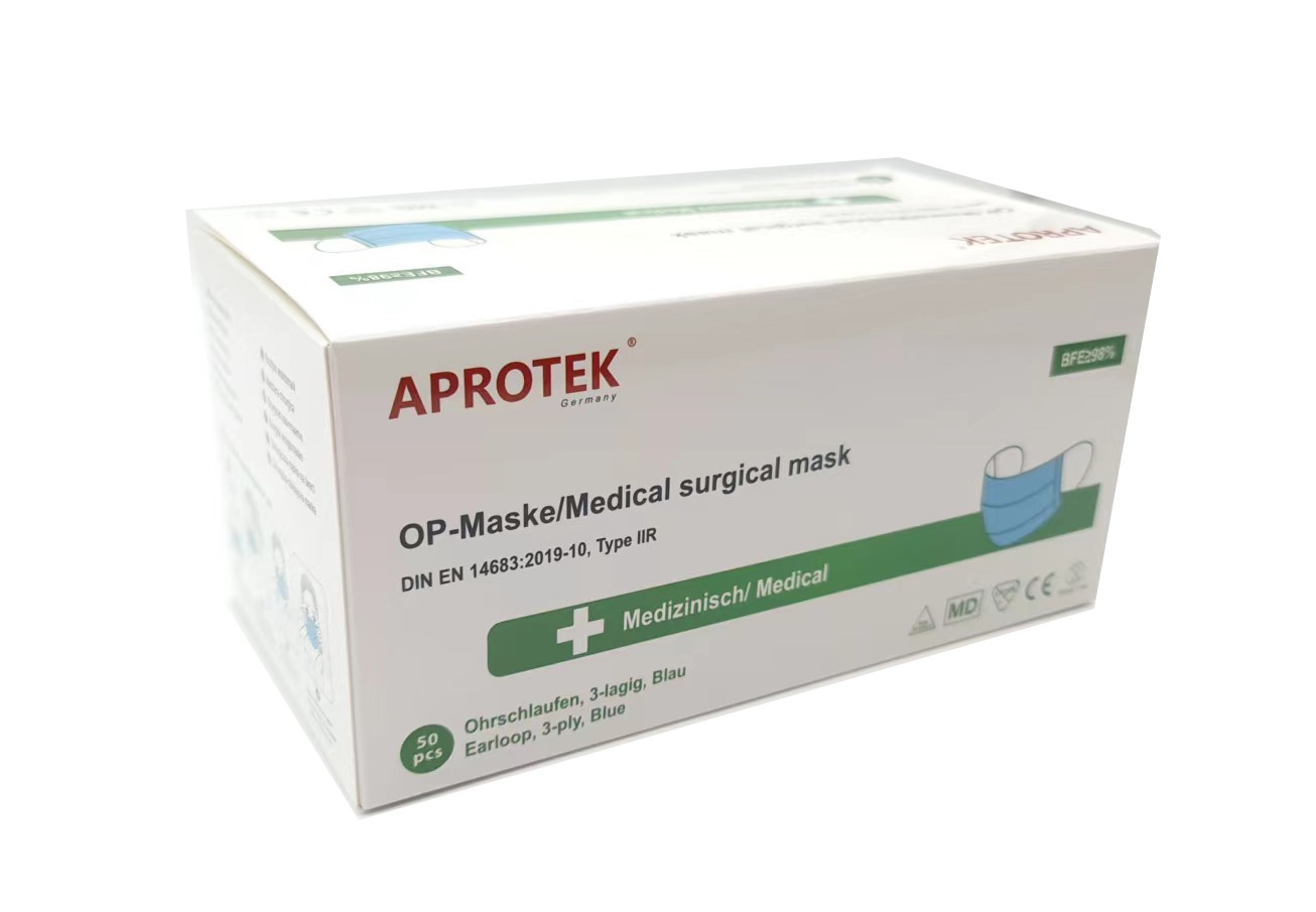    APROTEK®  TYPE IIR Medizinische OP-Maske  2000St.(1 Karton, 40x50er) LOT220703 Haltbarkeit bis 07.2024
