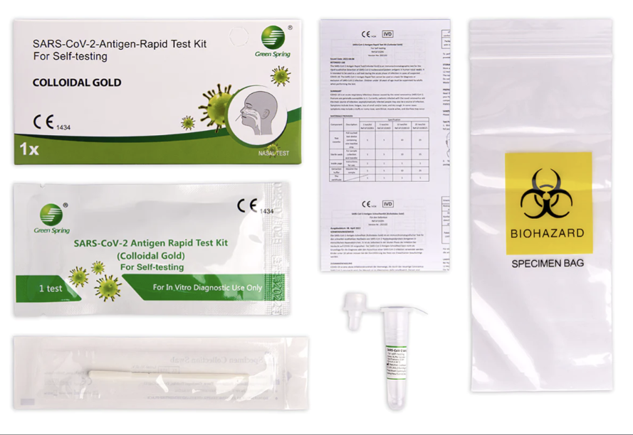      Green Spring SARS-CoV-2-Antigen-Selbsttest - nasal - Laientest, 100 Tests, MHD: Nov 2024