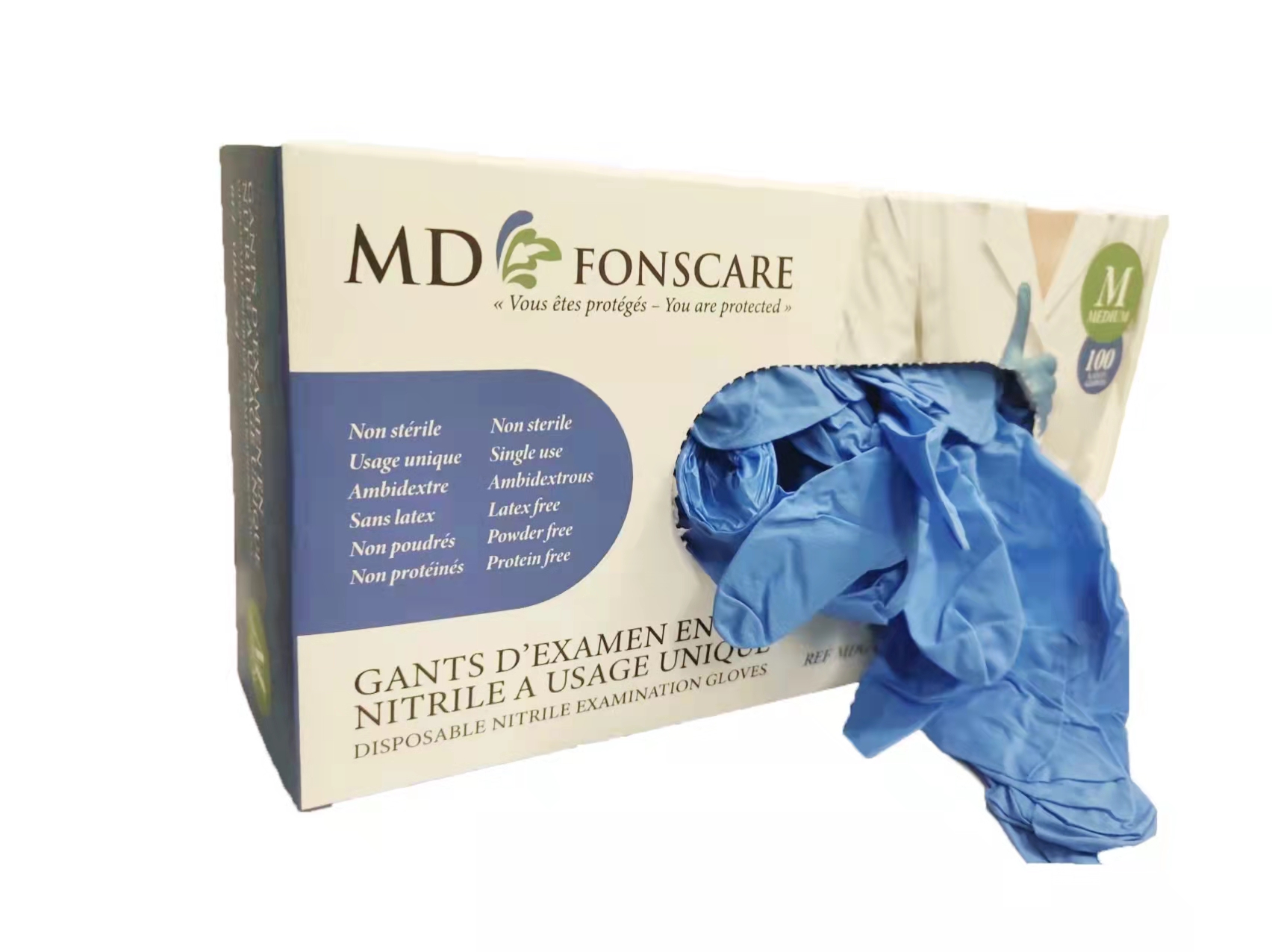       Nitril-Handschuhe MD FONSCARE®  Größe M 1000St.(1 Karton) MHD bis 01.2026