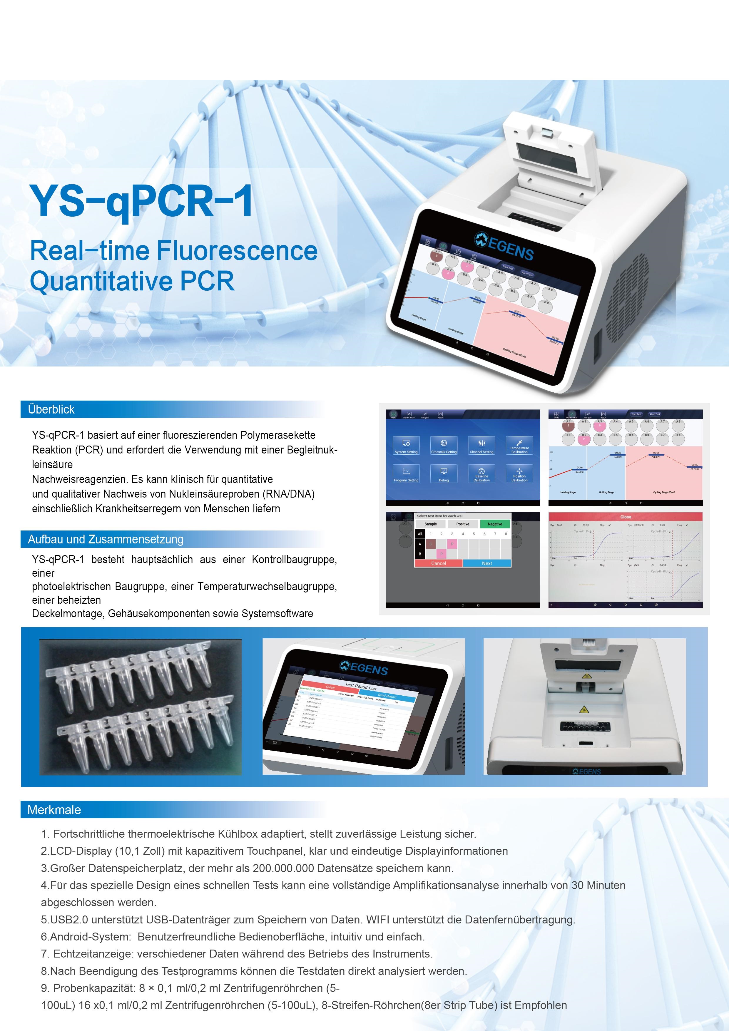          POC PCR Egens® Real-time Fluorescence Quantitative PCR(YS-Qpcr-1) Equipment