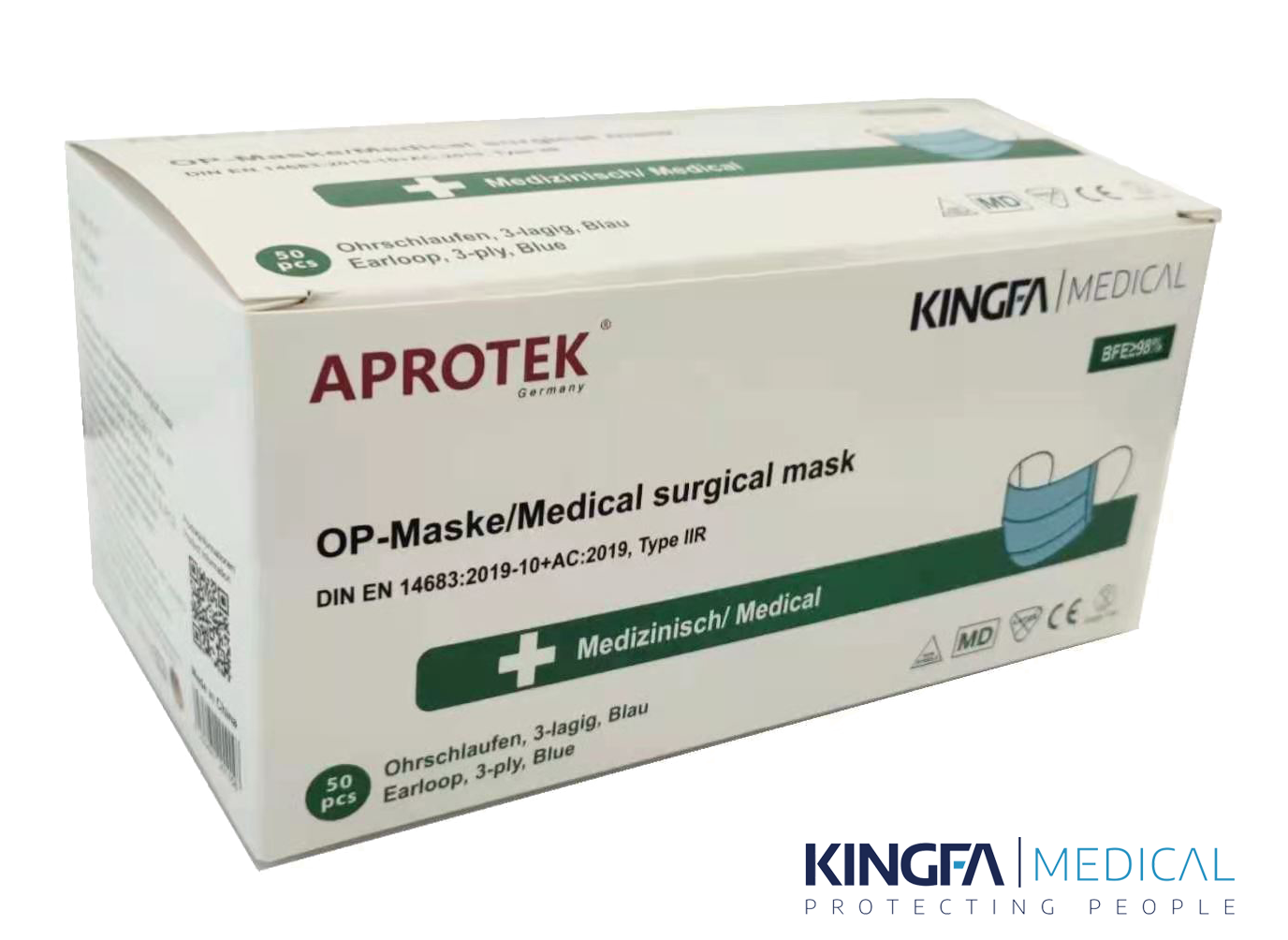   APROTEK®  KINGFA TYPE IIR Medizinische OP-Maske(1 Box, 50 Stück, 5x10er)