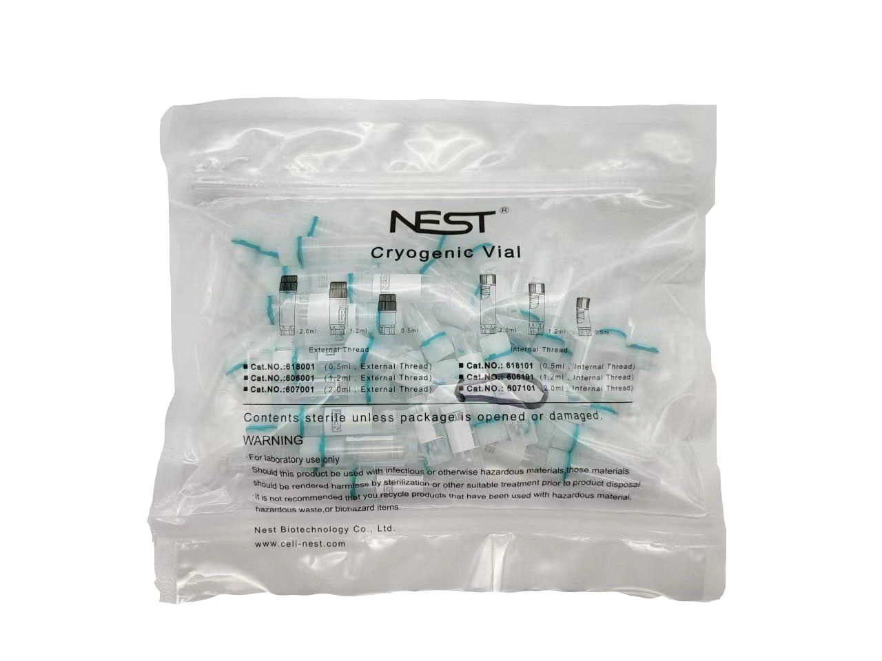 607001 NEST ® 2,0 ml kryogene Fläschchen mit Außengewinde - selbststehend - steril (50 St.)